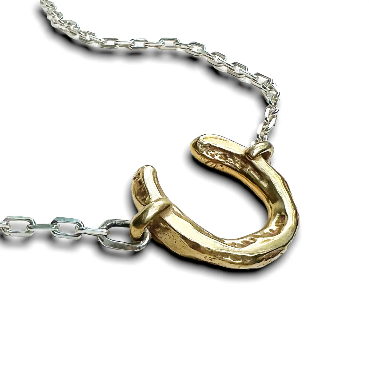 Necklace Horseshoe Tracks Sterling Silver and Bronze LA Saddlery