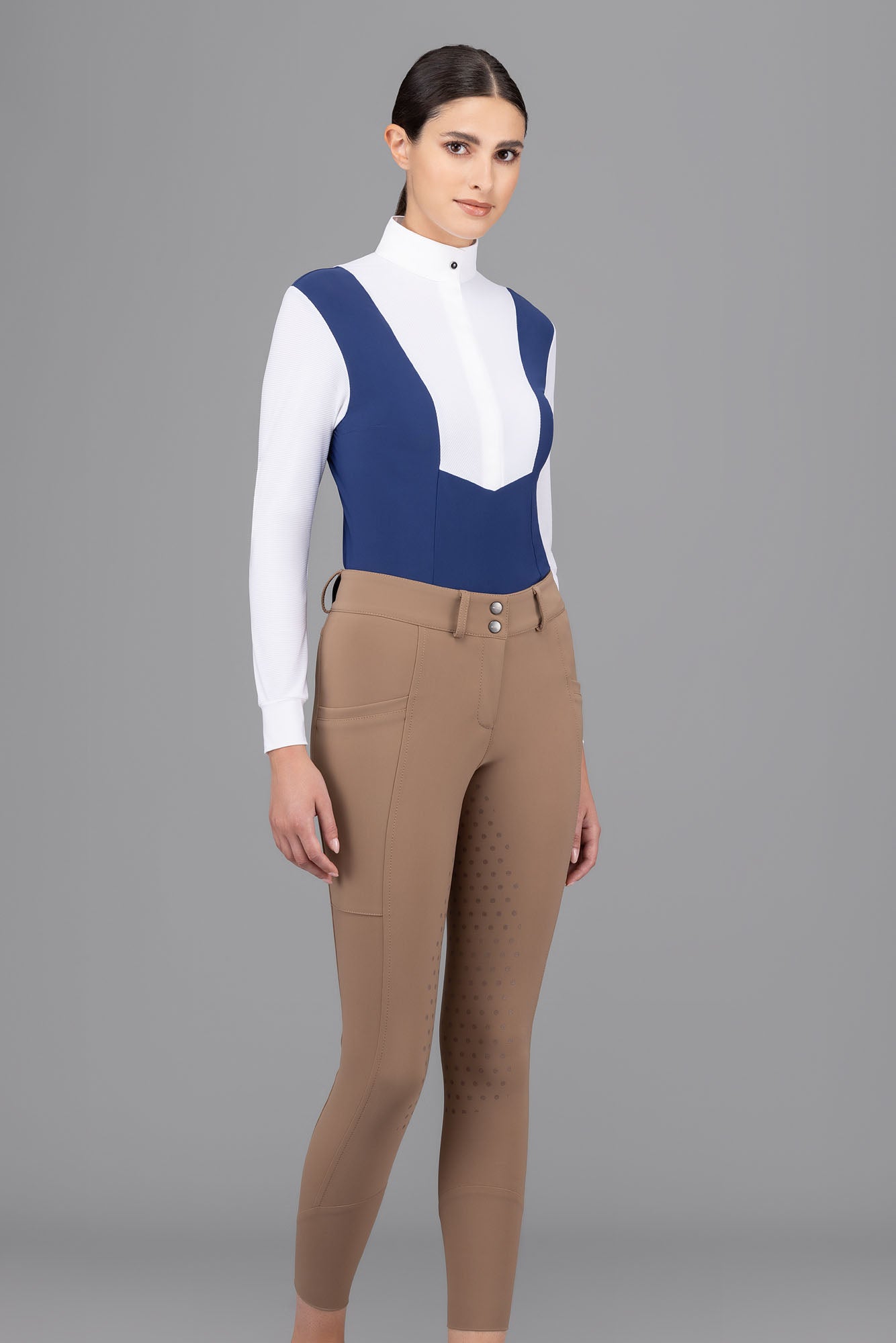 Chemise marine avec plis cousus et dentelle I.Code Chemise marine avec plis cousus et dentelle I.Code