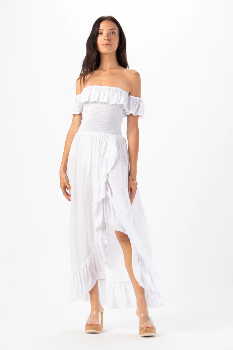 coast off the shoulder dress Ranch & Coast Mckenna White Dress